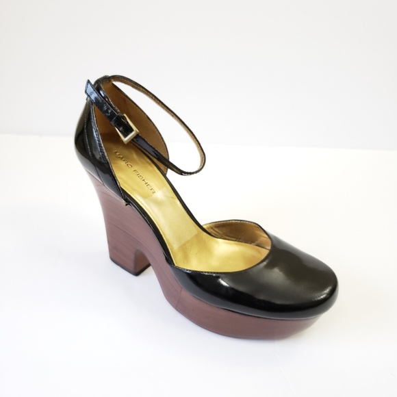 Marc Fisher Shoes - Marc Fisher Black Platform Wooded Wedges Size 7.5